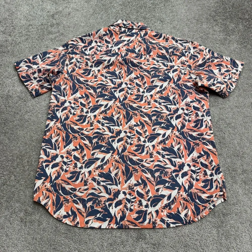 Columbia Rapid River Floral Button Down Shirt Mens Medium Navy Peach Cotton Boho
